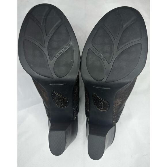 Born Lella Bronze Metallic Brown Leather Heeled Clog Mule Size 9 - Picture 4 of 10